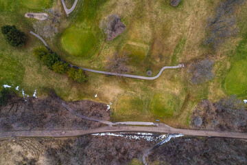 aerial shot of golf ground
