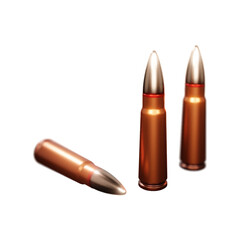 Bullets isolated on white background. Realistic vector illustration.