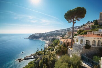 Naklejka na ściany i meble beautiful views of the Cote d'Azur from a bird's eye view AI