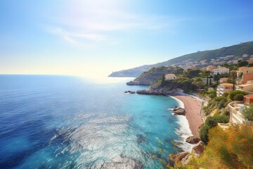 beautiful views of the Cote d'Azur from a bird's eye view AI - obrazy, fototapety, plakaty