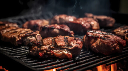Tasty Looking Grilled Meats. AI Generative