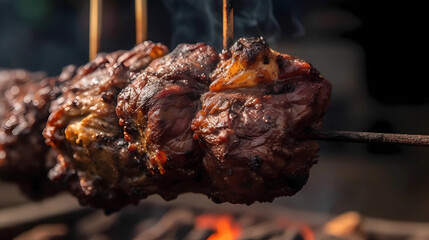 Tasty Looking Grilled Meats. AI Generative