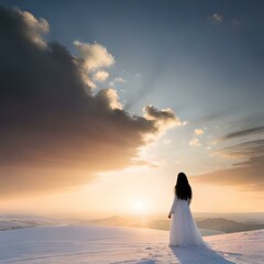 Fototapeta na wymiar silhouette of a person in the snow