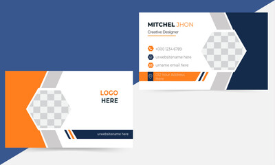 Double-sided business card vector design template and business card for business and personal use with photo place  holder
