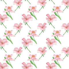 Obraz premium Floral pattern with rose flowers on a white background, hand painted in watercolor.