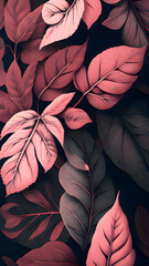 Pink Leaf Background, Generative AI