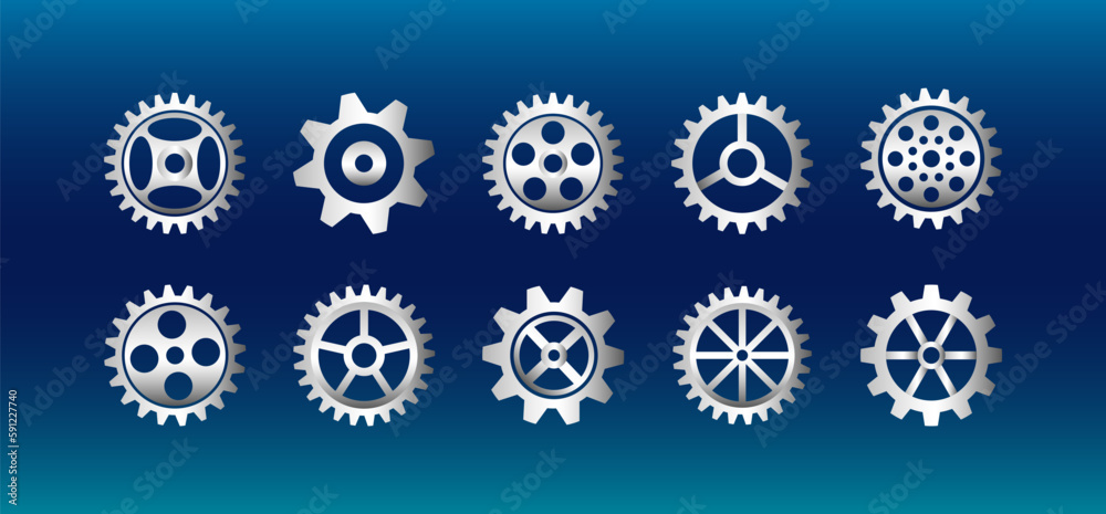 Poster Business and industry internet banner. The mechanism consisting of gears on a blue background for the presentation. Cogwheel for science experiment presentation. Futuristic high tech concept.
