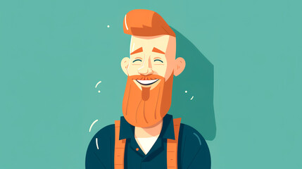 Illustration with a smiling man with a beard, generative AI.