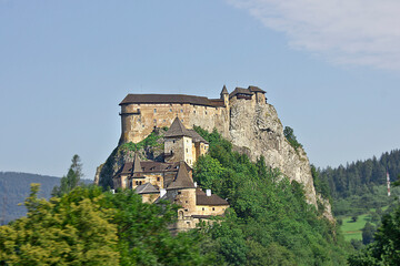 Obraz premium Orava Castle in Slovakia. A medieval castle on a mountain.