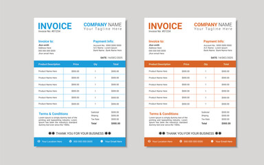 Vector business stationery design payment agreement design.Minimal Corporate Business Invoice design template vector bill form price invoice. Creative invoice template.