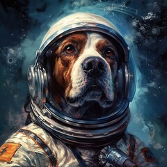 Portrait of courageous dog astronaut