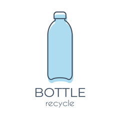 Simple minimalist blue bottle icon on a white background