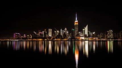 Fototapeta na wymiar Professional photograph of new york by night - generative ai