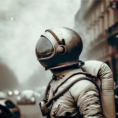 astronaut on the roads of russia