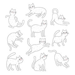 Funny cat outline vector collection