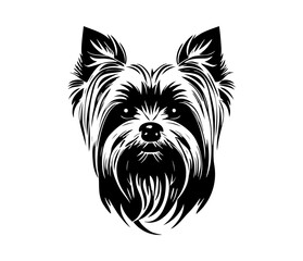 Yorkshire Terrier, Silhouettes Dog Face SVG, black and white Yorkshire Terrier vector