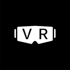 Vr glasses icon  isolated on black background 