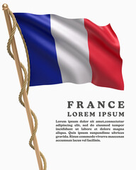 White Backround Flag Of  FRANCE