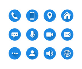 Contact us icon set. Collection of connect icons. Communication icon set.