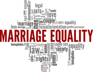 Marriage Equality word cloud conceptual design isolated on white background.
