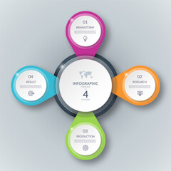 Infographic cycle diagram with 4 steps. Can be used as a chart, graph, workflow layout for web, report, business infographics.
