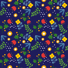 Cute Colorful Floral Seamless Pattern