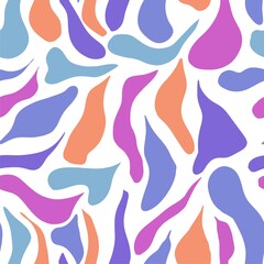 Abstract seamless pattern with figures of different colors and shapes on a white background. Colorful hand drawn graphic illustration. Print, textile or paper, modern trendy, packaging or wrapping