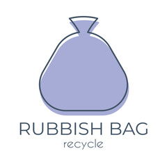 Simple minimalist purple rubbish bag icon on a white background