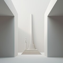 Modern hyperminimalism with a female statue, artistic, minimal decoration, abstract. Ai Generative.