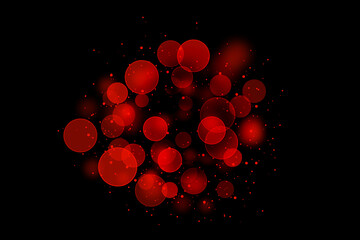 Realistic Colorful bokeh sparkle light effects on black background