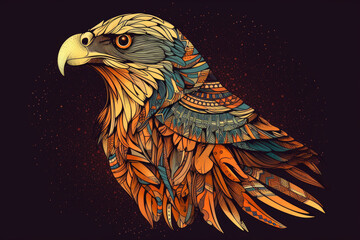 Eagle, Boho illustration. Generative AI