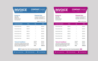 Obraz premium Vector business stationery design payment agreement design.Minimal Corporate Business Invoice design template vector bill form price invoice. Creative invoice template.