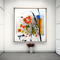 Colorful abstract flower, Wall art with abstract colorful flowers