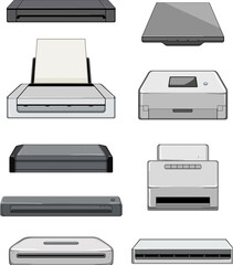 scanner document set cartoon vector illustration