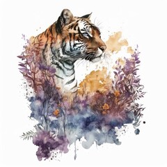 A Watercolor Regal Tiger Generative Ai