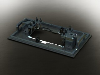 PCB Wave Soldering Pallet MOD5010 3D Rendering