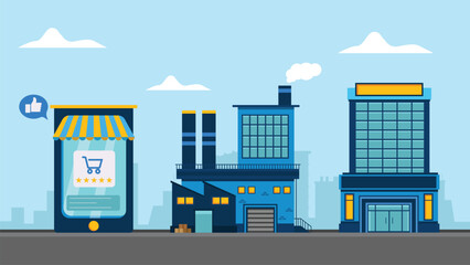 Obraz premium Buildings - market electronic - factory - company illustration 