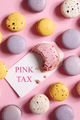 pink tax concept. big pink dessert and small desserts. comparison style