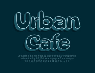 Vector creative Signboard Urban Cafe. Retro style Font. Artistic 3D Alphabet Letters, Numbers and Symbols set