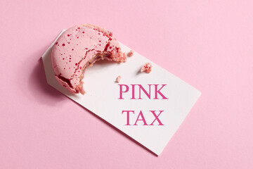 pink tax concept. big pink dessert and small desserts. comparison style. square