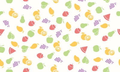 Tropical fruits seamless pattern. Colorful vector summer seamless pattern with fruits illustration