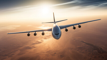 Aerial view of colossal cargo plane in flight