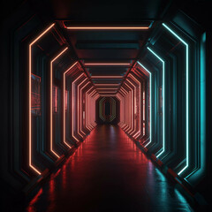 Neon passageway, corridor, entrance