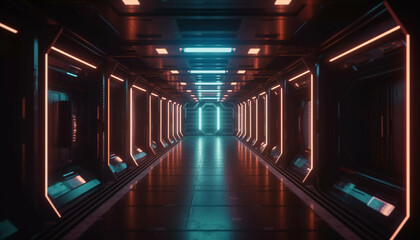 Neon passageway, corridor, entrance