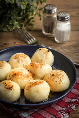 Potato dumplings with meat.