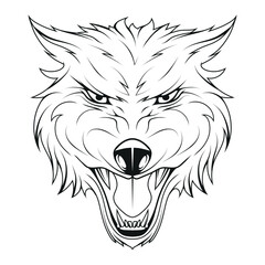 Wolf. Vector illustration of an angry animal. Sketch dog for t-shirt design