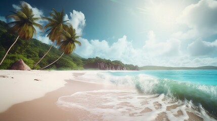 Beautiful photorealistic summer tropical beach, background Created using generative Ai