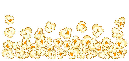 Background with popcorn. Image of snack food in cartoon style. - obrazy, fototapety, plakaty