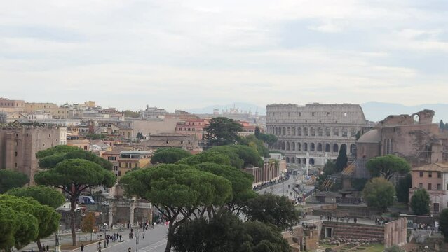 Looking down Via dei Fori Imperiali to Colosseum