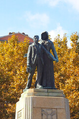 In Bastia, in Corsica (nicknamed the Island of Beauty), the War Memorial is unique: It does not represent a heroic soldier, but a widow presenting her son who has become an orphan, to Pascal Paoli
